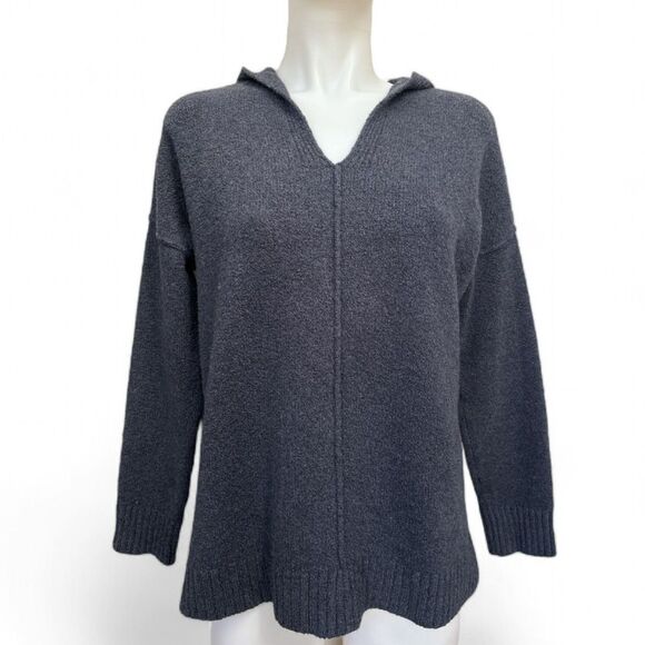 J. Jill PureJill Hooded Sweater Slate Blue Gray Small - Picture 5 of 8